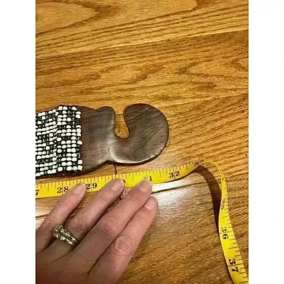 Handmade Wooden Buckle Beaded Belt Unique Stretchy Size Medium/Large Bohemian - Picture 3 of 3